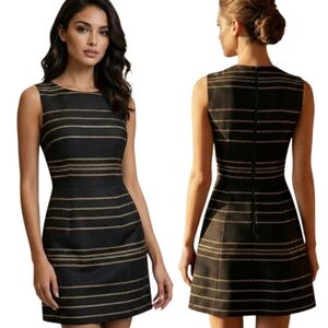 ALICE + OLIVIA "Lindsey" Black & Gold Sleeveless A-line Dress - Size 4